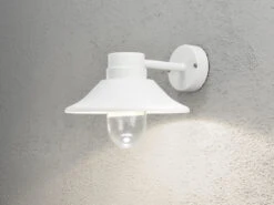 Konstsmide LED Außenwandleuchte VEGA Aluminium Weiß & Klarglas, Höhe 26,5cm