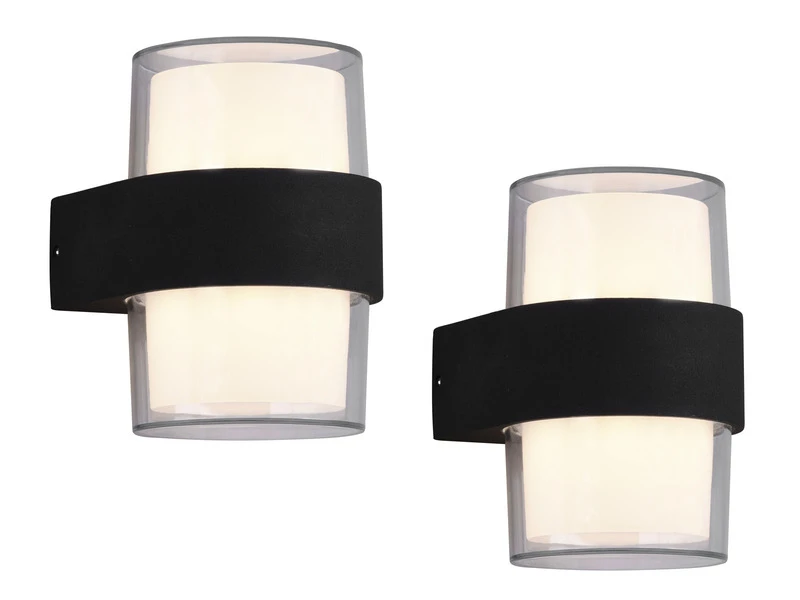 MeineWunschleuchte LED AuĂenwandleuchten 2er SET Rund UP And DOWN Anthrazit 13x9cm â Bild 2