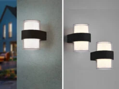 MeineWunschleuchte LED Außenwandleuchten 2er SET Rund UP And DOWN Anthrazit 13x9cm