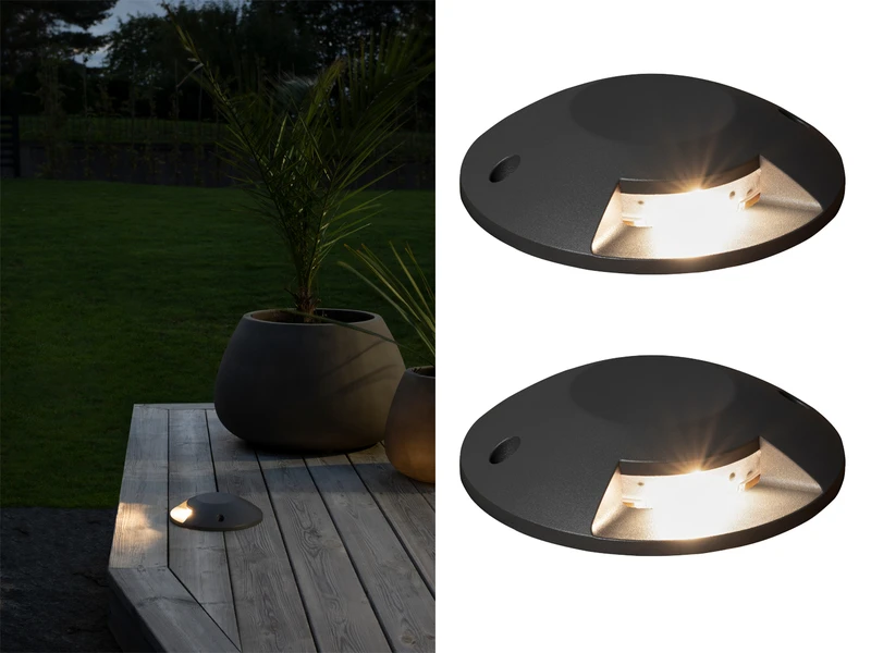 Konstsmide LED Bodenaufbaustrahler 1flammig Aufbauspot 2er SET Aussen Anthrazit Ă20cm IP65