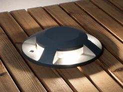 Konstsmide LED Bodenaufbaustrahler 4flammig Aufbauspot Aussen Anthrazit ALU Ø20cm IP65