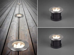 Trio Leuchten LED Bodeneinbauspot Rund 2er Set Edelstahl Ø16cm IP65 Bodenstrahler Für Einfahrt