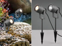 MeineWunschleuchte LED Gartenstrahler 2er SET Schwenkbar Mit Erdspieß & 5m Anschlußkabel