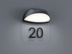 Trio Leuchten LED Hausnummernleuchte MUGA, AuĂźenwandlampe Halbrund, Anthrazit