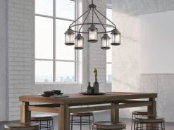 MeineWunschleuchte LED Industrial Pendelleuchte Für Innen & Außen, Anthrazit Ø66cm