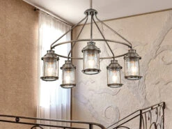 MeineWunschleuchte LED Industrial Pendelleuchte Für Innen & Außen, Bronze Ø66cm