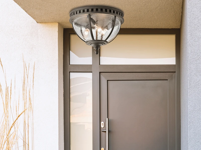 MeineWunschleuchte LED Jugendstil Deckenleuchte Für Innen & Außen, Anthrazit Ø30,5cm