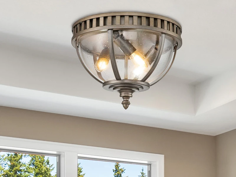 MeineWunschleuchte LED Jugendstil Deckenleuchte Für Innen & Außen, Bronze Ø30,5cm