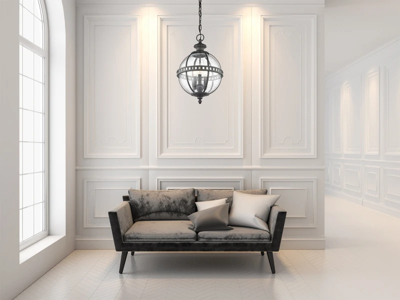 MeineWunschleuchte LED Jugendstil Pendelleuchte Für Innen & Außen, Anthrazit Ø30,5cm – Bild 5