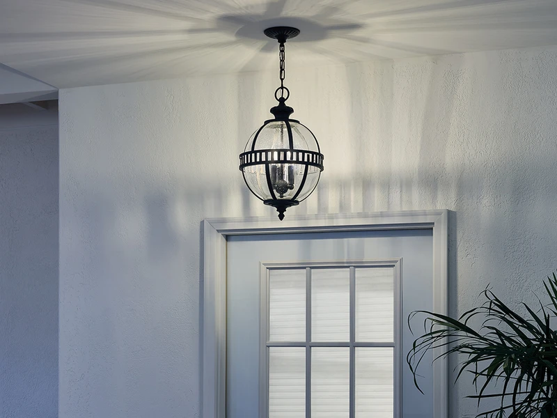 MeineWunschleuchte LED Jugendstil Pendelleuchte Für Innen & Außen, Anthrazit Ø30,5cm – Bild 7