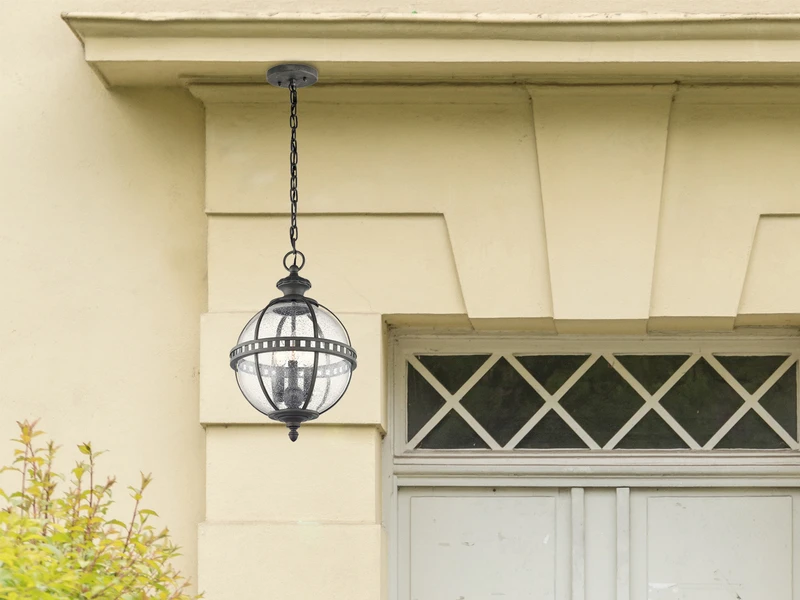 MeineWunschleuchte LED Jugendstil Pendelleuchte Für Innen & Außen, Anthrazit Ø30,5cm