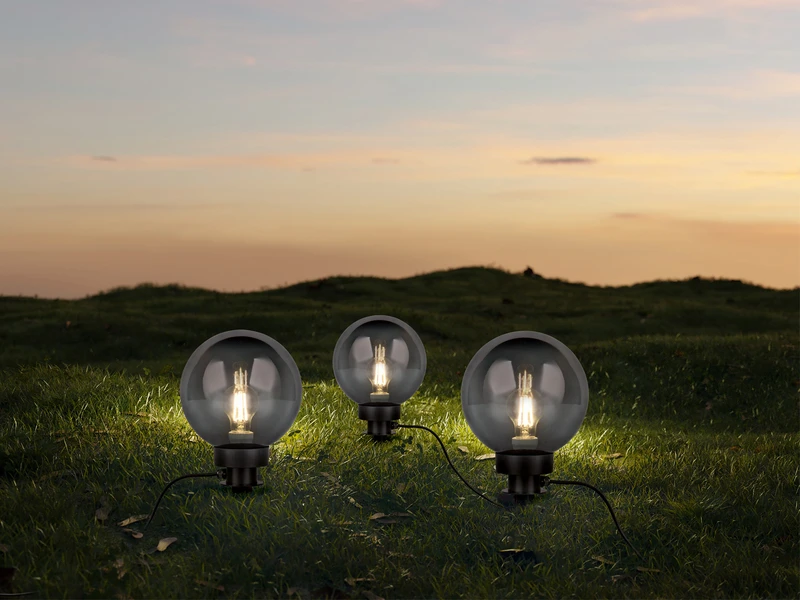 MeineWunschleuchte LED Leuchtkugel Für Den Garten Mit Strom Rauchfarbig, 5m Kabel, Ø 30 Cm – Bild 6