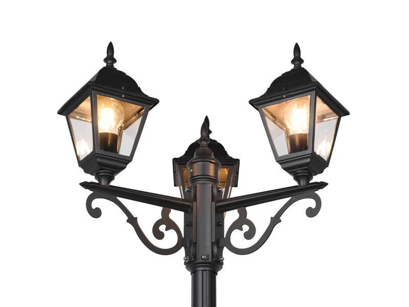 MeineWunschleuchte LED Mastleuchte 3-flammige Laterne, Aluminium Schwarz Höhe 200cm – Bild 5