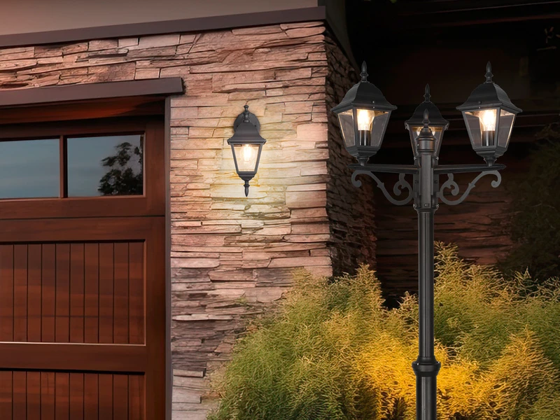 MeineWunschleuchte LED Mastleuchte 3-flammige Laterne, Aluminium Schwarz Höhe 200cm – Bild 6