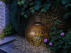 Globo LED Metall Solarkugel Ø 27cm Mit Erdspieß, Silber Antik