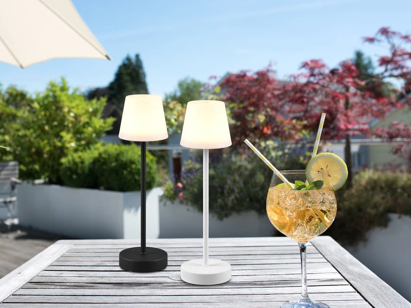 Reality Leuchten LED Outdoor Akku Tischleuchte MARTINEZ Touch Dimmbar, Weiß 39cm – Bild 6