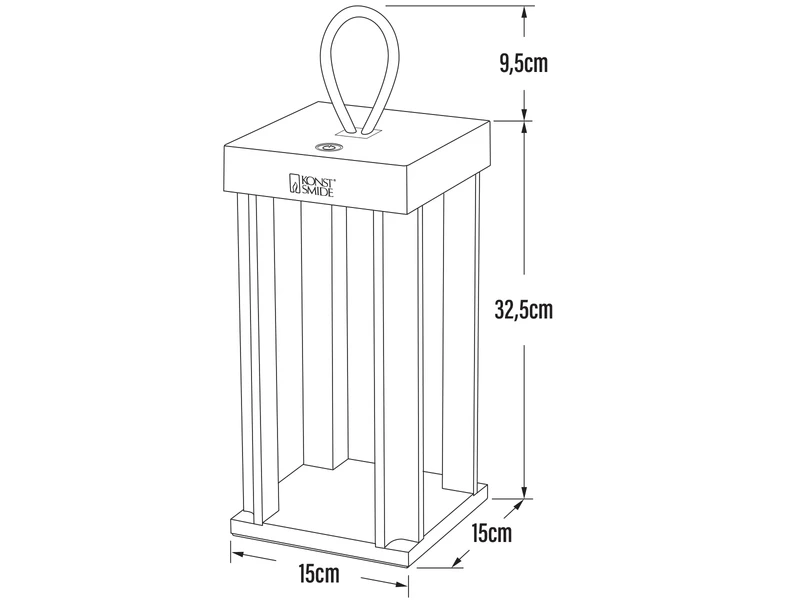 Konstsmide LED Outdoor Laterne CANNES USB Aufladbar Für Boden & Tisch, Schwarz Höhe 42cm – Bild 4
