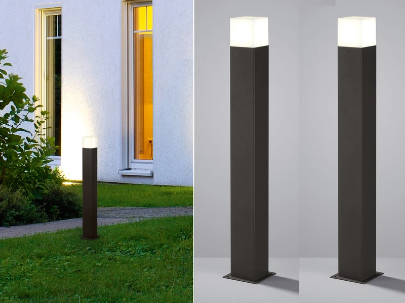 MeineWunschleuchte LED Pollerleuchte 2er Set In Anthrazit Höhe 80cm IP44 - Außenleuchte Wegeleuchte