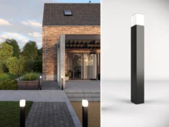 Smartwares LED Pollerleuchte ALU Schwarz Wegeleuchte IP44 Höhe 80cm