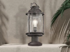 MeineWunschleuchte LED Sockel Laterne Im Industriedesign, Anthrazit Höhe 47cm