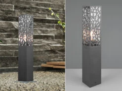 Trio Leuchten LED Sockelleuchte Eckig Edelstahl In Anthrazit, Höhe 60cm, IP44