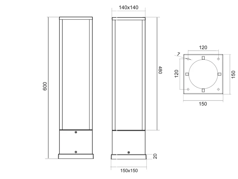 Trio Leuchten LED Sockelleuchte FUERTE Eckig In Anthrazit, Höhe 60cm, IP54 â Bild 7