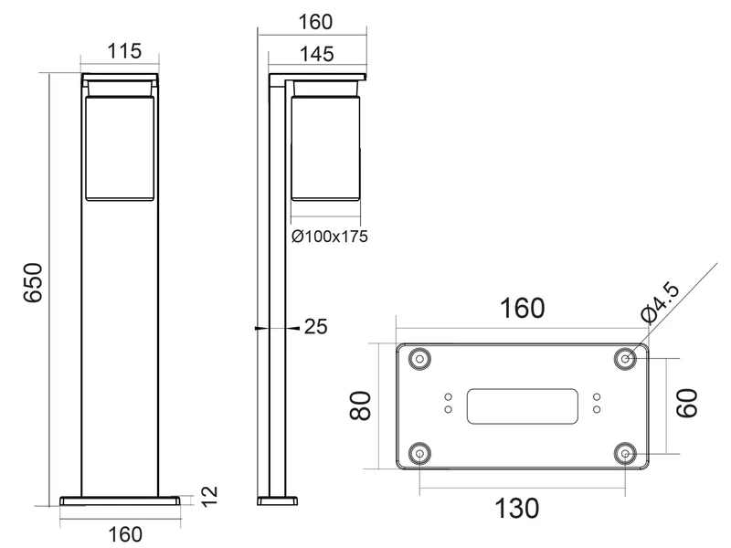 MeineWunschleuchte LED Sockelleuchte Laterne Aus Aluminium Schwarz, Höhe 65cm – Bild 7