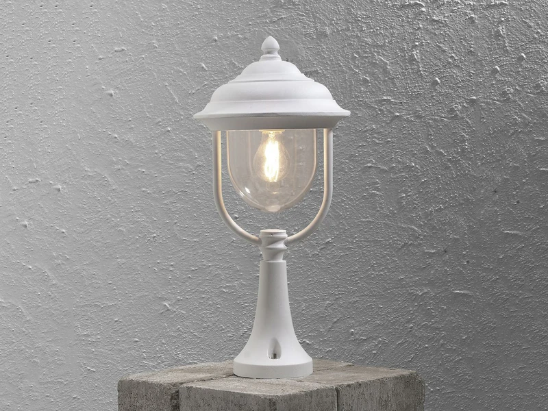 Konstsmide LED Sockelleuchte Laterne Außen Im Landhausstil, Weiß, Höhe 54cm