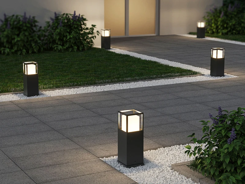 Trio Leuchten LED Sockelleuchte WITHAM Im Bauhausstil Anthrazit, Höhe 40cm – Bild 5