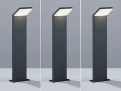 Trio Leuchten LED Sockelleuchten 3er SET Aluminium Anthrazit, Höhe 50cm, IP54