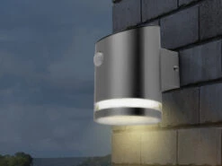 Smartwares LED Solar Außenwandleuchte Aus Edelstahl Mit Bewegungsmelder