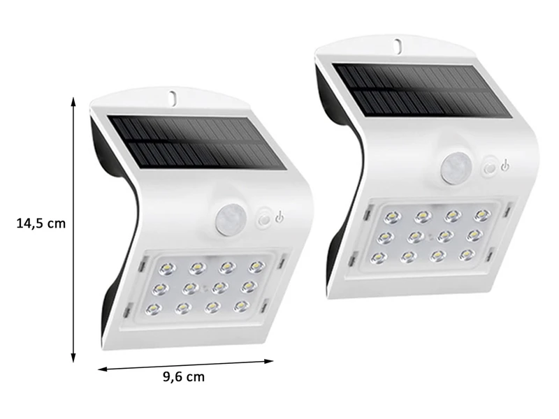 REV LED Solar Wandleuchte 2er SET Außenleuchte Fassadenbeleuchtung Weiß 14,5x9,6cm – Bild 2