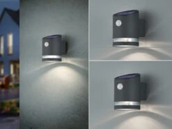 MeineWunschleuchte LED Solar Wandleuchte 2er Set Außenleuchte Mit Bewegungsmelder Anthrazit