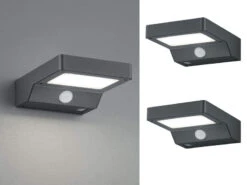 MeineWunschleuchte LED Solar Wandleuchte Außenleuchte 2er Set Mit Bewegungsmelder Anthrazit