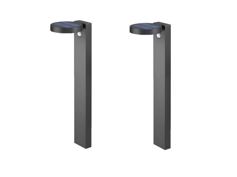 MeineWunschleuchte LED Solar Wegeleuchte 2er Set Außenleuchten Mit Bewegungsmelder In Anthrazit – Bild 2