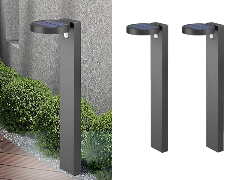MeineWunschleuchte LED Solar Wegeleuchte 2er Set Außenleuchten Mit Bewegungsmelder In Anthrazit