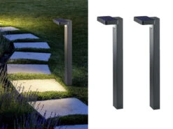 MeineWunschleuchte LED Solar Wegeleuchten 2er Set Außenleuchte Mit Bewegungsmelder In Anthrazit