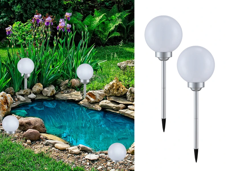 Globo LED Solarkugeln Garten - 2er SET, Leuchtkugel Ø 20cm Mit Erdspieß