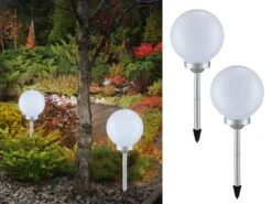 Globo LED Solarkugeln Garten - 2er SET, Leuchtkugel Ø 30cm Mit Erdspieß