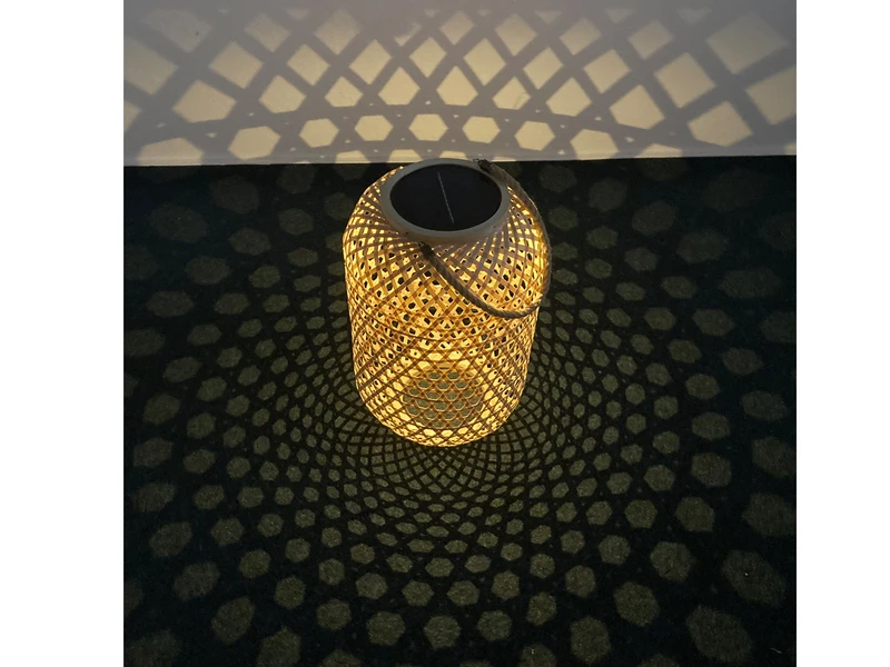 MeineWunschleuchte LED Solarlaterne AURE Hängend Aus Bambus Korbgeflecht Mit Sisalseil, Höhe 56cm – Bild 9