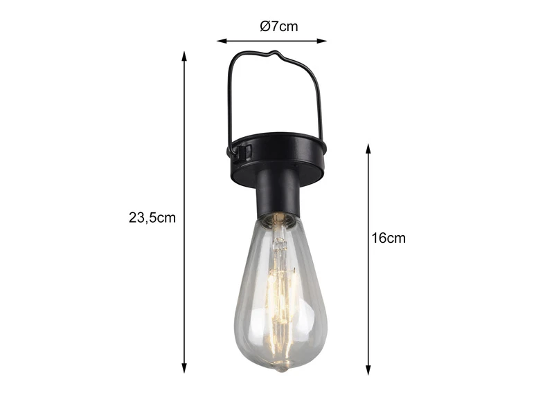 Reality Leuchten LED Solarlaterne CAMPUS 3er SET Zum Aufhängen Schwarz Ø7cm Höhe 23cm – Bild 4