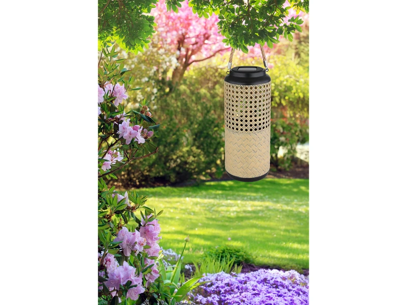 Globo LED Solarlaterne, Metall Rattanoptik, Hängend Oder Stehend, Höhe 45cm – Bild 5
