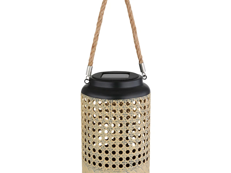 Globo LED Solarlaterne, Metall Rattanoptik, Hängend Oder Stehend, Höhe 45cm – Bild 7