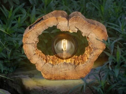 Globo LED Solarleuchte In Holzfarben Mit Globe Höhe 25,5cm