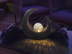 Globo LED Solarleuchte Steinoptik Mit Crackle Glaskugel Höhe 30,5cm