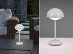 Reality Leuchten LED Tischleuchte Outdoor ELLIOT Touch Dimmer, USB Aufladbar, Grau Höhe 30cm