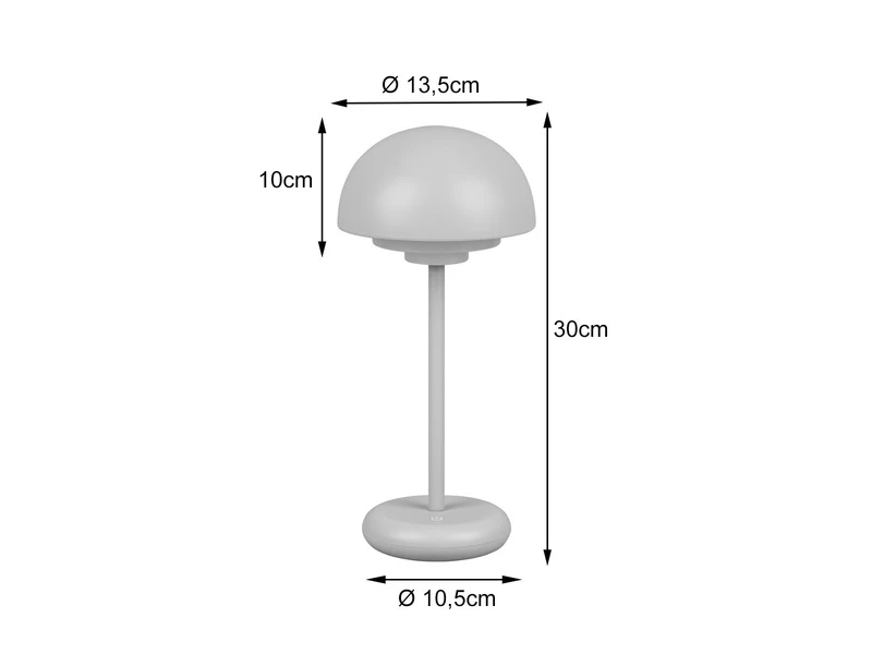Reality Leuchten LED Tischleuchte Outdoor ELLIOT Touch Dimmer, USB Aufladbar, Grau Höhe 30cm – Bild 4