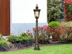 MeineWunschleuchte LED Wegeleuchte Im Jugendstil Mit Amberglas, Höhe 117cm