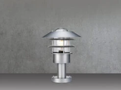 MeineWunschleuchte LED Wetterfeste Sockelleuchte Aus Edelstahl, Silber Höhe 30,5cm