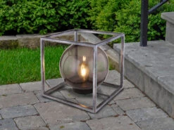 Globo LED Würfel Bodenlaterne Mit Solarkugel Rauchfarbig Ø 20cm